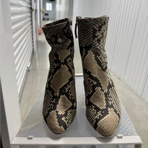 Steve Madden Snake Print Ankle Boots - Black and Tan